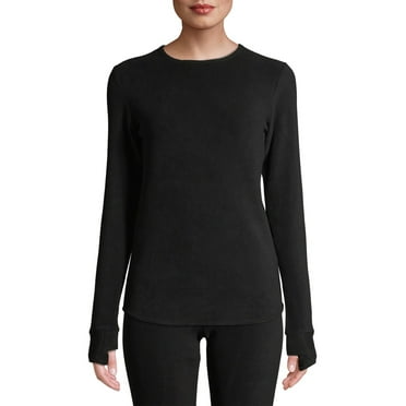 ClimateRight by Cuddl Duds Stretch Fleece Women's Long Sleeve Crew Neck Base Layer Top, Sizes XS to 4X