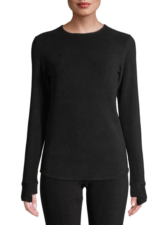 ClimateRight by Cuddl Duds Women's Mild Stretch Fleece Long Sleeve Crew Neck Thermal Base Layer Thermal Top, Sizes XS to 4X