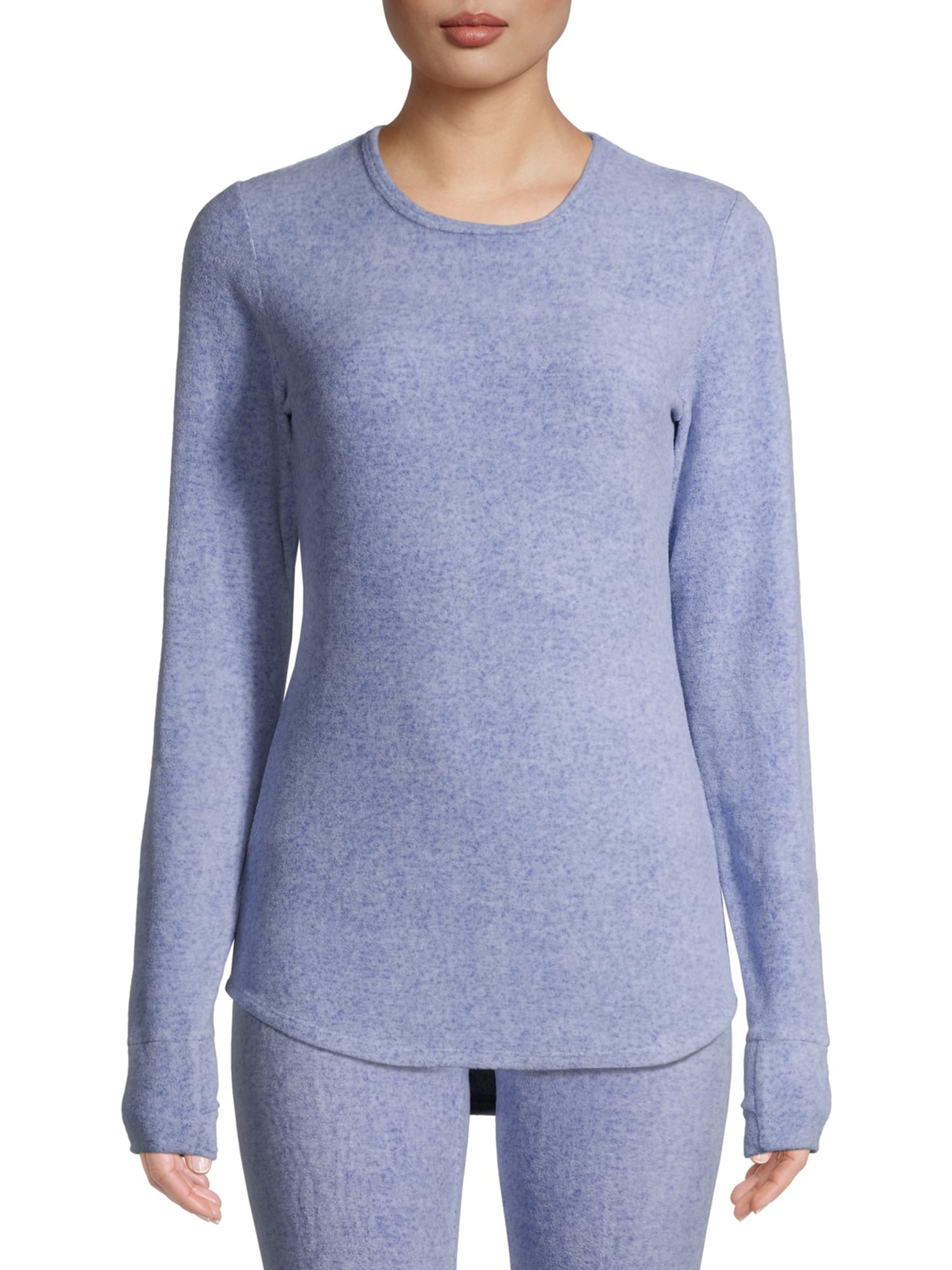 ClimateRight by Cuddl Duds Women's Warm Stretch Fleece Long Sleeve Crew Neck Thermal Base Layer Top, Sizes XS to 4X