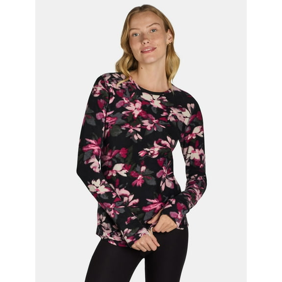 ClimateRight by Cuddl Duds Stretch Fleece Women's Long Sleeve Crew Neck Base Layer Top, Sizes XS to 4X