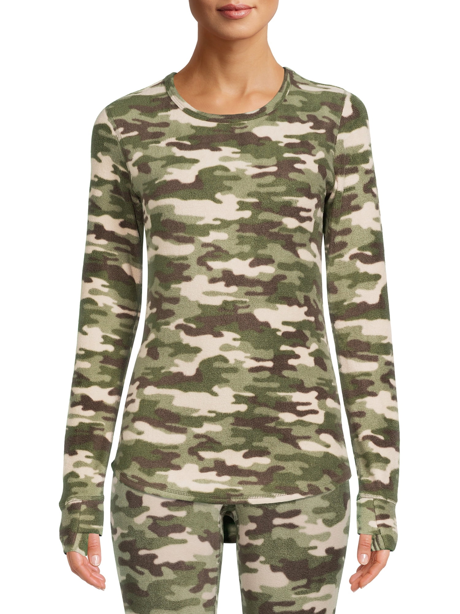ClimateRight by Cuddl Duds Women's Warm Stretch Fleece Long Sleeve Crew Neck Thermal Base Layer Top, Sizes XS to 4X