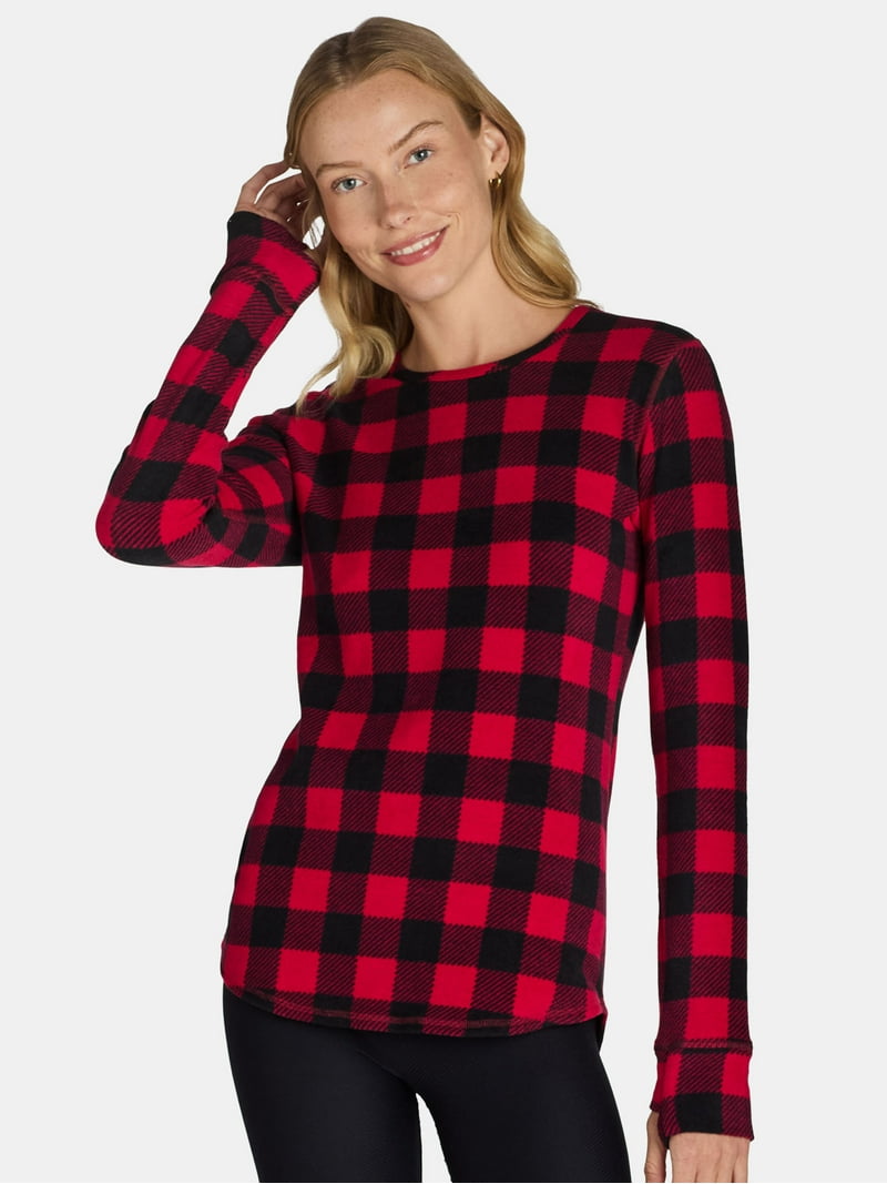 ClimateRight by Cuddl Duds Stretch Fleece Women's Long Sleeve Crew Neck Base Layer Top, Sizes XS to 4X