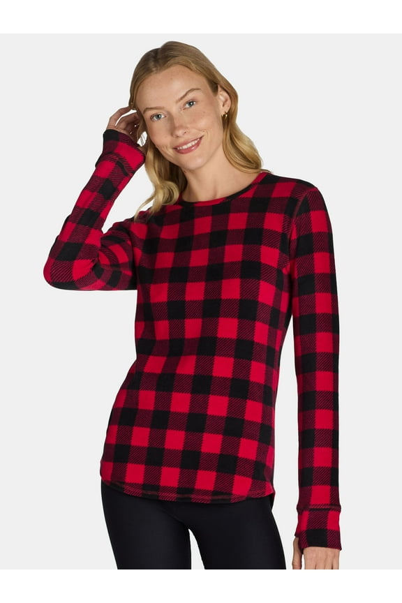 ClimateRight by Cuddl Duds Stretch Fleece Women's Long Sleeve Crew Neck Base Layer Top, Sizes XS to 4X