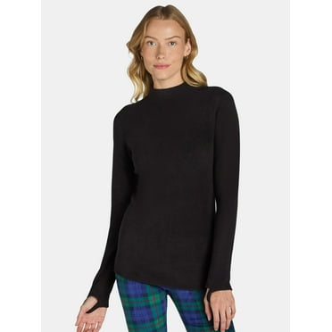ClimateRight by Cuddl Duds Stretch Fleece Women's Long Sleeve Mock Neck Base Layer Top, Sizes XS to 4X