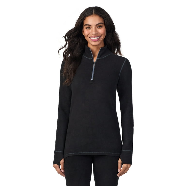ClimateRight by Cuddl Duds Stretch Fleece Women s Long Sleeve Mock with Half Zip Base Layer Top Sizes XS to 4X Walmart