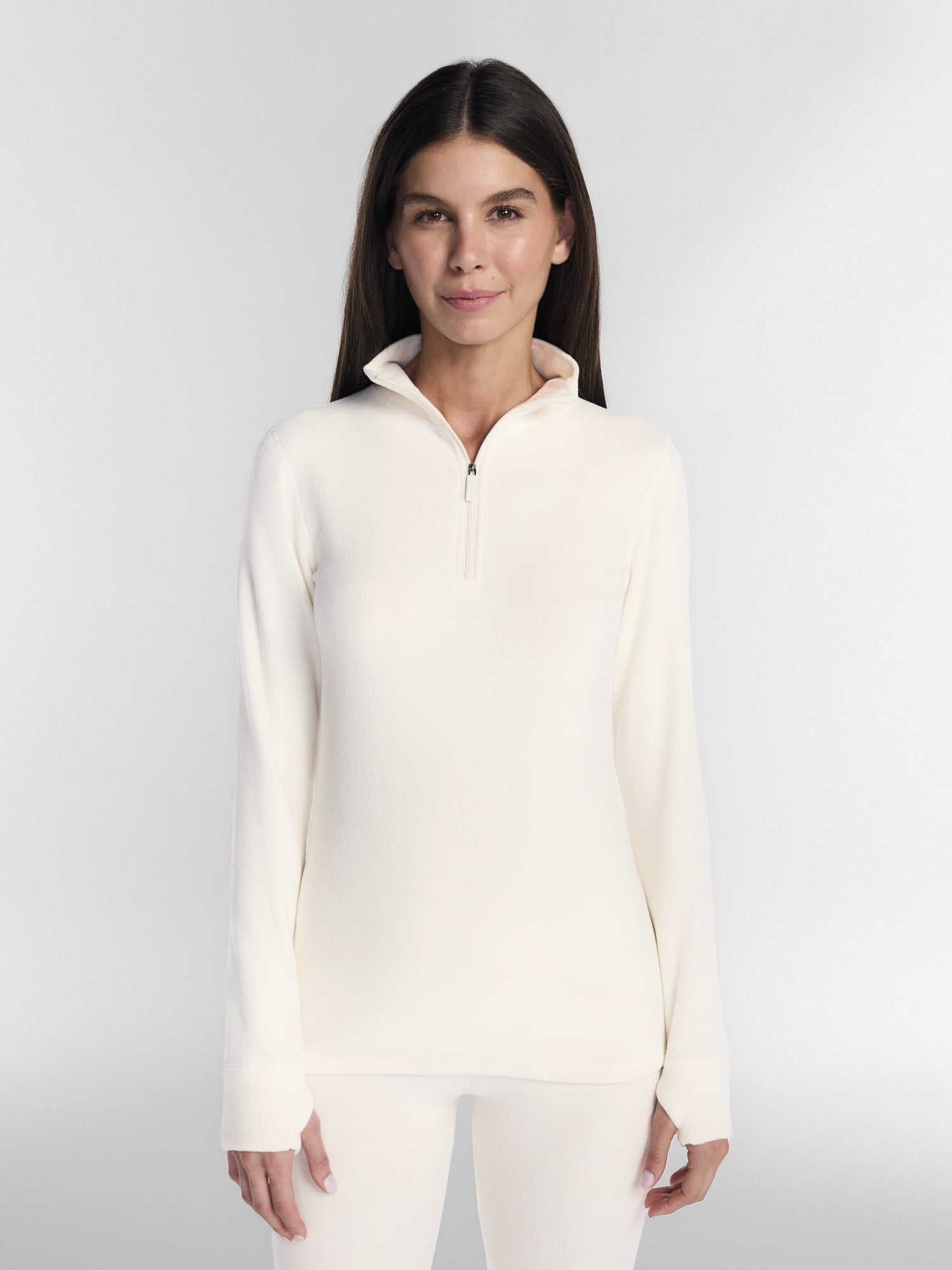 ClimateRight by Cuddl Duds Women's Mild Stretch Fleece Long Sleeve Mock with Half Zip Thermal Base Layer Thermal Top, Sizes XS to 4X
