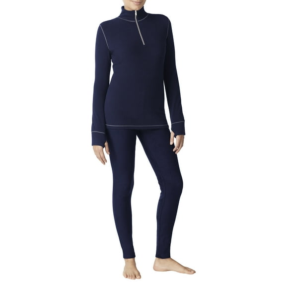 ClimateRight by Cuddl Duds Stretch Fleece Women's Long Sleeve Mock with Half Zip Base Layer Top, Sizes XS to 4X