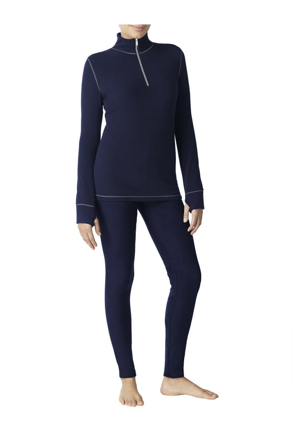 ClimateRight by Cuddl Duds Stretch Fleece Women's Long Sleeve Mock with Half Zip Base Layer Top, Sizes XS to 4X