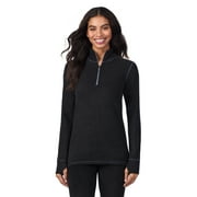 ClimateRight by Cuddl Duds Stretch Fleece Women's Long Sleeve Mock with Half Zip Base Layer Top, Sizes XS to 4X