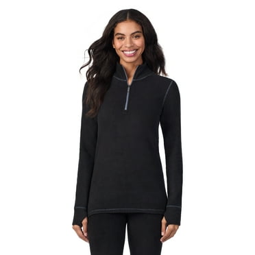 ClimateRight by Cuddl Duds Stretch Fleece Women's Long Sleeve Mock with Half Zip Base Layer Top, Sizes XS to 4X