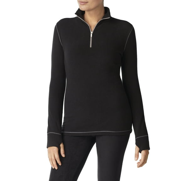 ClimateRight by Cuddl Duds Stretch Fleece Women's Long Sleeve Mock with Half Zip Base Layer Top, Sizes XS to 4X