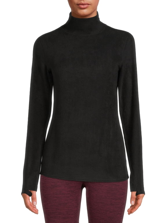 ClimateRight by Cuddl Duds Women's Mild Stretch Fleece Long Sleeve Turtleneck Base Layer Thermal Top, Sizes XS to 4X