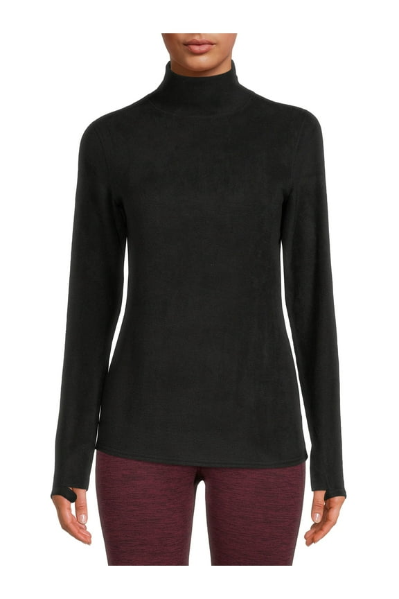 ClimateRight by Cuddl Duds Stretch Fleece Women's Long Sleeve Turtleneck Base Layer Top, Sizes XS to 4X