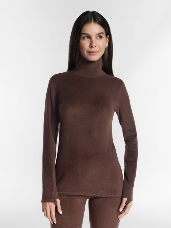 ClimateRight by Cuddl Duds Women's Mild Stretch Fleece Long Sleeve Turtleneck Base Layer Thermal Top, Sizes XS to 4X