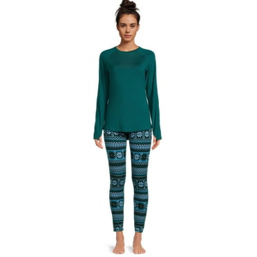 ClimateRight by Cuddl Duds Women's Base Layer Jersey Thermal Top and Leggings Set, 2-Piece, Sizes XS-XXL