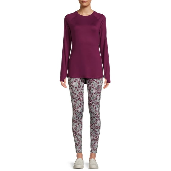 ClimateRight by Cuddl Duds Women's Brushed Comfort Long Underwear Top and Thermal Leggings, 2-Piece Set