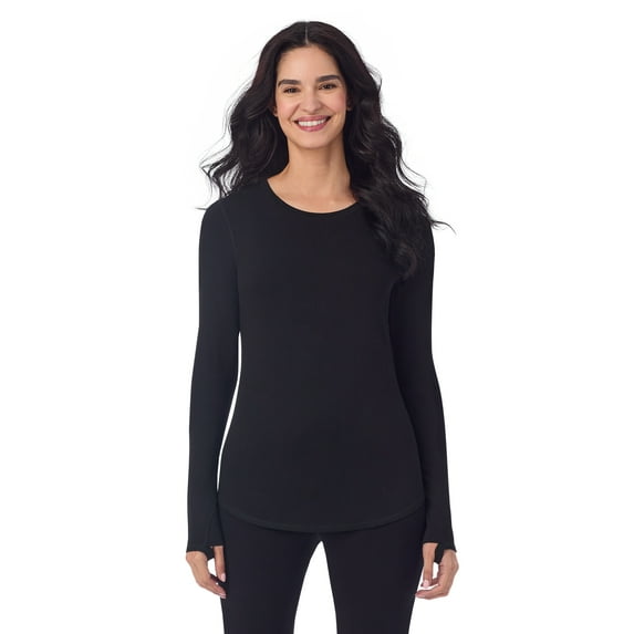 ClimateRight by Cuddl Duds Women’s Essential Base Layer Livaeco Jersey Long Sleeve Crewneck Top