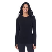 ClimateRight by Cuddl Duds Women’s Flannel Fleece Long Sleeve Crew Neck Base Layer Top, Sizes XS to XXL
