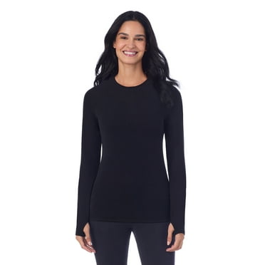 ClimateRight by Cuddl Duds Women’s Flannel Fleece Long Sleeve Crew Neck Base Layer Top, Sizes XS to XXL