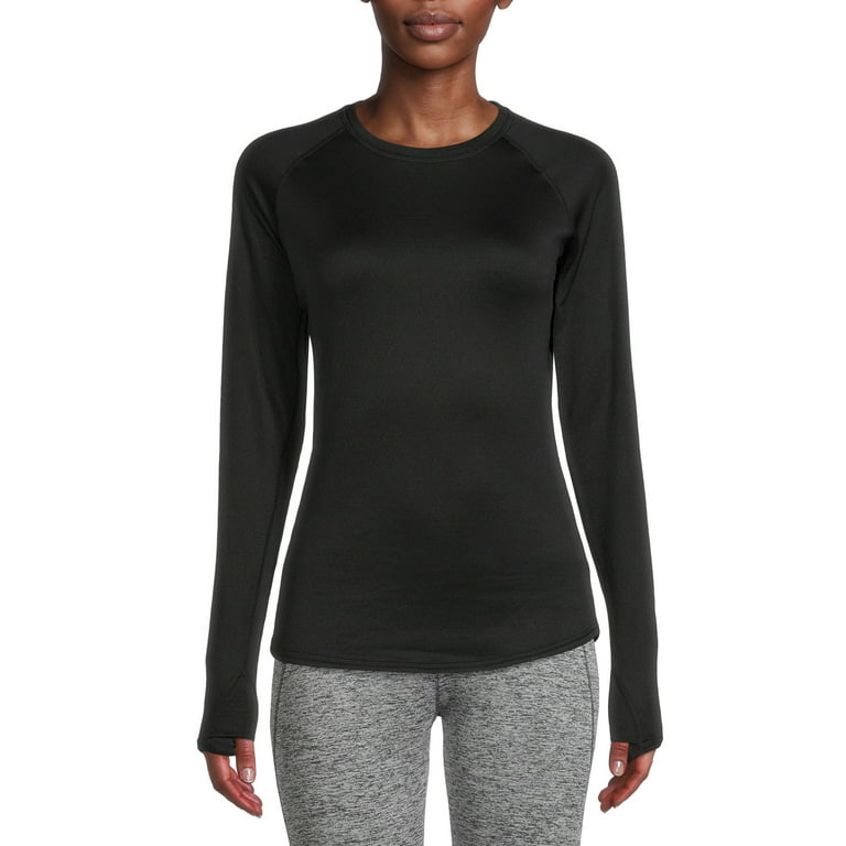 ClimateRight by Cuddl Duds Women's Grid Warmth Base Layer Crewneck Thermal  Top 