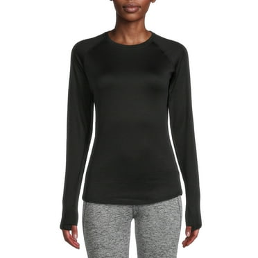 ClimateRight by Cuddl Duds Women's Grid Warmth Long Underwear Crewneck Thermal Top, Sizes XS-4X