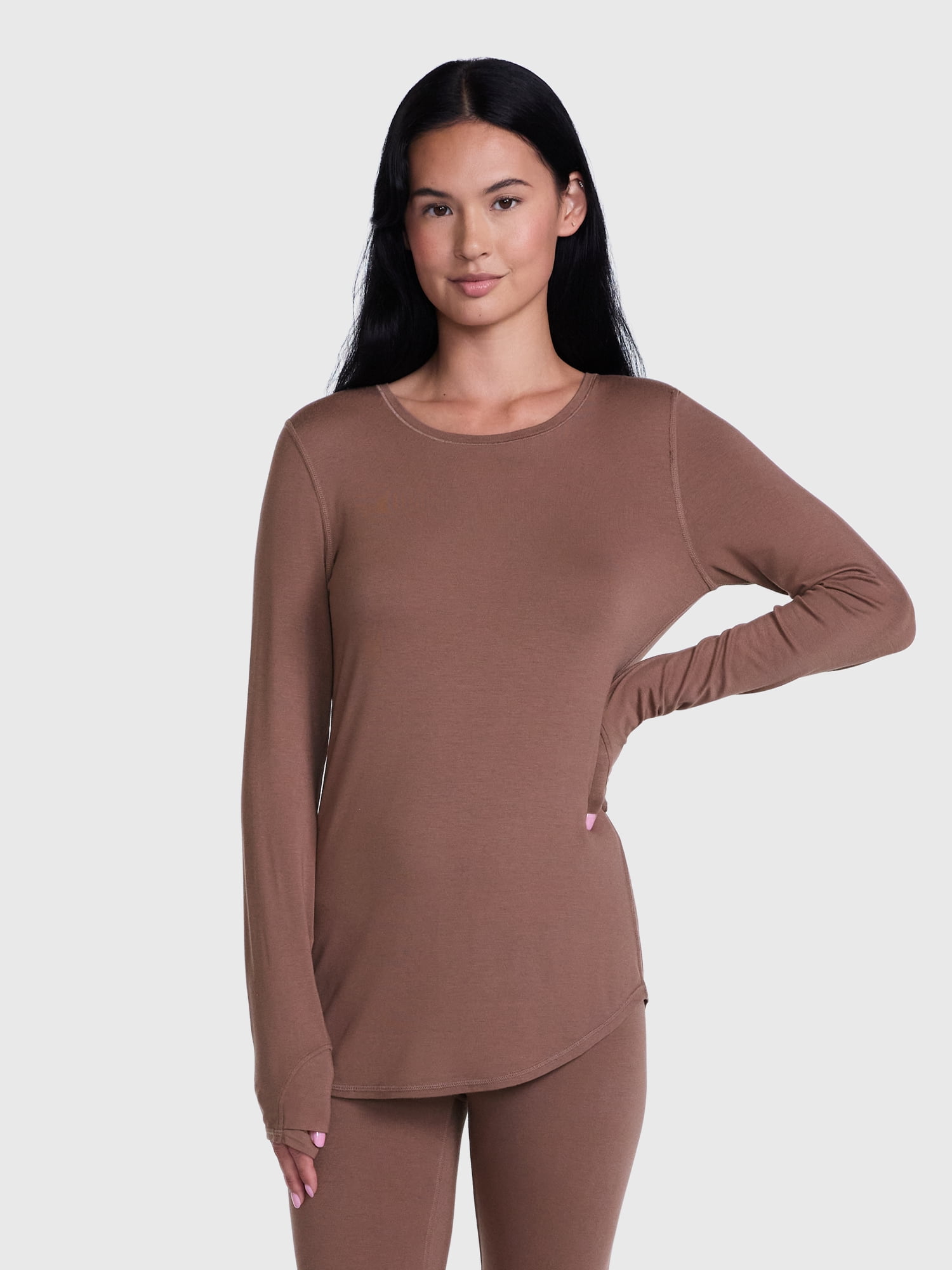 ClimateRight by Cuddl Duds Women’s Mild Essential Base Layer Livaeco Jersey Long Sleeve Crewneck Thermal Top, Sizes XS-4X