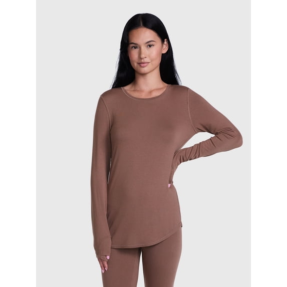 ClimateRight by Cuddl Duds Women’s Mild Essential Base Layer Livaeco Jersey Long Sleeve Crewneck Thermal Top, Sizes XS-4X