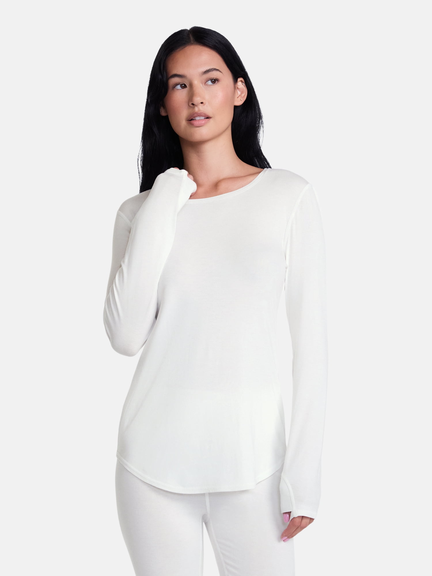 ClimateRight by Cuddl Duds Women’s Mild Essential Base Layer Livaeco Jersey Long Sleeve Crewneck Thermal Top, Sizes XS-4X