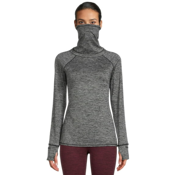 ClimateRight by Cuddl Duds Women's Plush Warmth Base Layer Thermal Top with Detachable Gaiter