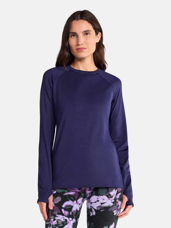 ClimateRight by Cuddl Duds Women's Warm Plush Warmth Crew Neck Base Layer Thermal Top, Sizes XS to 4X