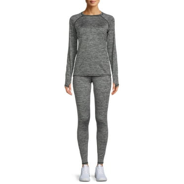 ClimateRight by Cuddl Duds Women's Plush Warmth Long Sleeve Crew & Legging Base Layer Set, Sizes XS to 4X