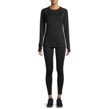 ClimateRight by Cuddl Duds Women's Plush Warmth Long Sleeve Crew & Legging Base Layer Set, Sizes XS to 4X