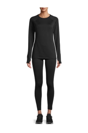ClimateRight by Cuddl Duds Women's Plush Warmth Long Sleeve Crew & Legging Base Layer Set, Sizes XS to 4X