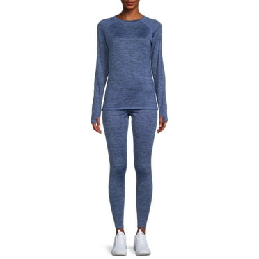 ClimateRight by Cuddl Duds Women's Plush Warmth Long Sleeve Crew & Legging Base Layer Set, Sizes XS to 4X