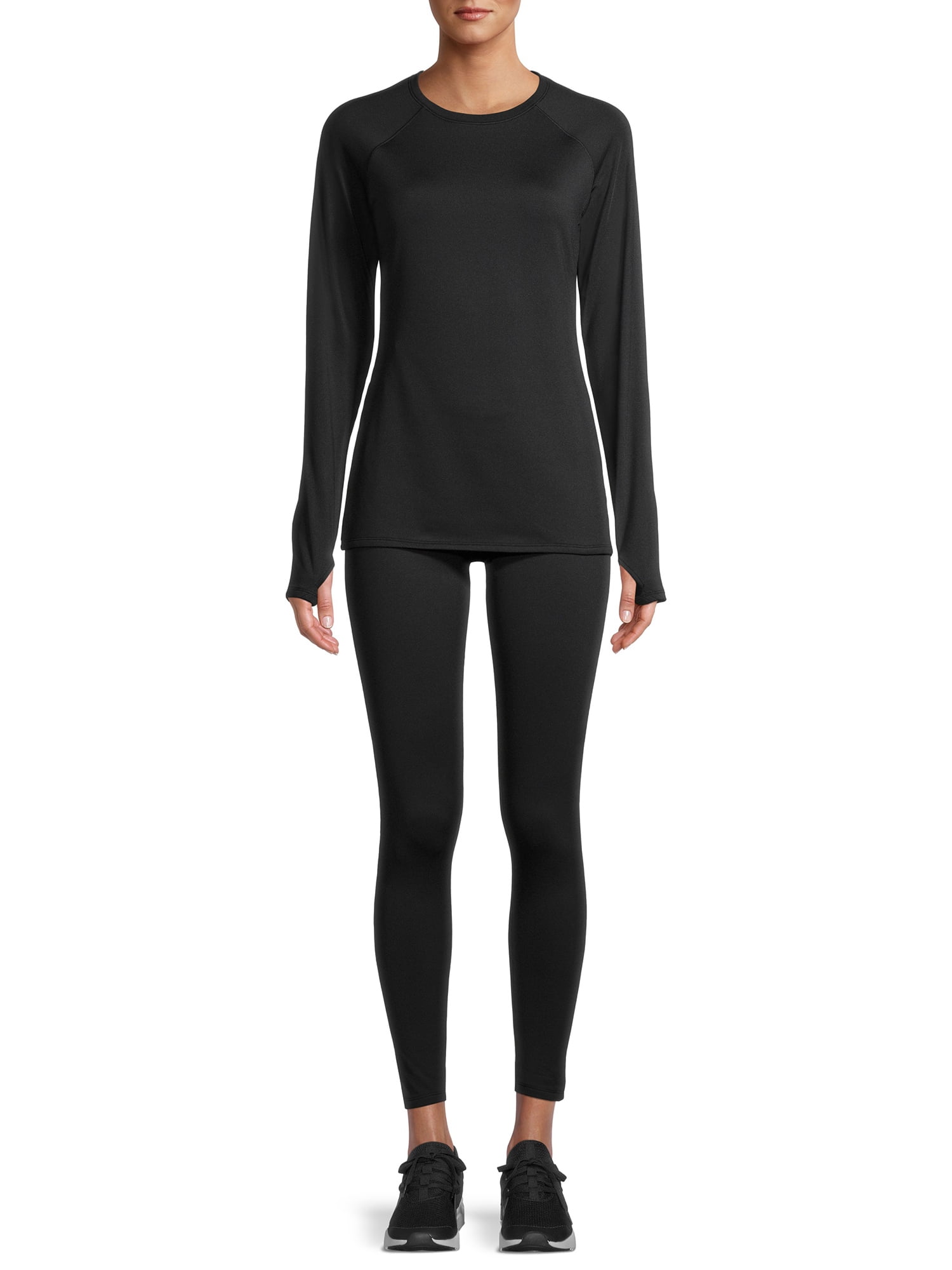 ClimateRight by Cuddl Duds Women's Stretch Fleece Base Layer Thermal Top  and Leggings 2-Piece Set 