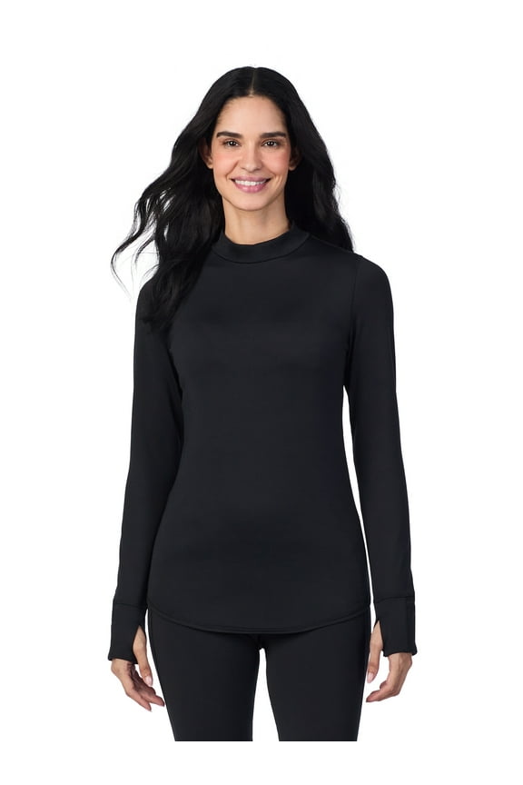 ClimateRight by Cuddl Duds Women's Plush Warmth Mock Neck Base Layer Top, Sizes XS to 4X