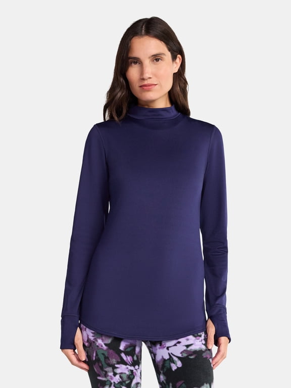 ClimateRight by Cuddl Duds Women's Warm Plush Warmth Mock Neck Base Layer Thermal Top, Sizes XS to 4X