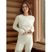 ClimateRight by Cuddl Duds Womens Pointelle Knit 2PC Top and Legging Thermal Base Layer Set, Sizes XS to 4X