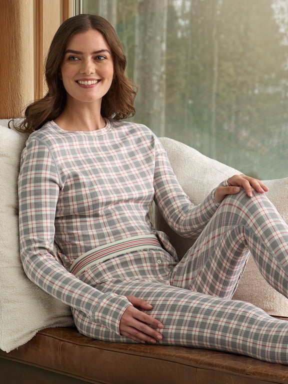 ClimateRight by Cuddl Duds Women's Pointelle Knit 2PC Top and Legging Thermal Base Layer Set, Sizes XS to 4X