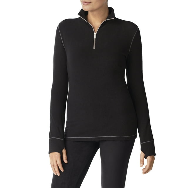 ClimateRight by Cuddl Duds Women's Stretch Fleece Base Layer Half Zip Thermal Top