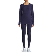 ClimateRight by Cuddl Duds Women's Stretch Fleece Long Sleeve Crew Neck Top & Legging Base Layer Set, Sizes XS to 4XL