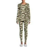 ClimateRight by Cuddl Duds Women's Stretch Fleece Long Sleeve Crew Neck Top & Legging Base Layer Set, Sizes XS to 4XL