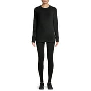 ClimateRight by Cuddl Duds Women's Stretch Fleece Long Sleeve Crew Neck Top & Legging Base Layer Set, Sizes XS to 4X