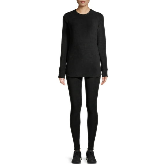 ClimateRight by Cuddl Duds Women's Stretch Fleece Long Underwear Base Layer Thermal Top and Leggings 2-Piece Set