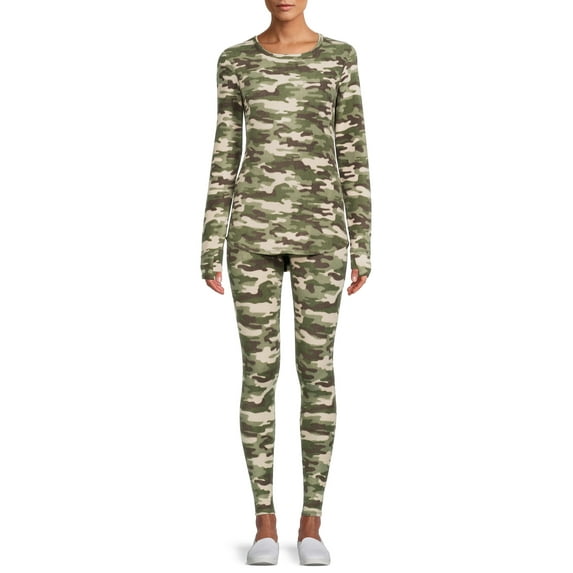 ClimateRight by Cuddl Duds Women's Stretch Fleece Long Underwear Base Layer Thermal Top and Leggings 2-Piece Set