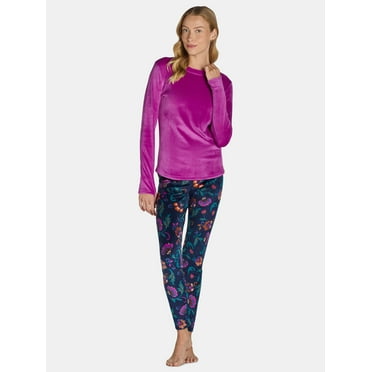 ClimateRight by Cuddl Duds Women's Stretch Luxe Velour Top and Leggings Base Layer Set, 2-Piece, sizes S to XXL