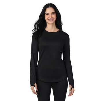 ClimateRight by Cuddl Duds Women's Thermal Guard Base layer Crew Neck Top, Sizes XS to 4X