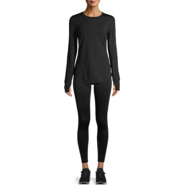 ClimateRight by Cuddl Duds Women's Thermal Guard Crew Neck Top & Legging Base Layer Set, Sizes XS to 4X