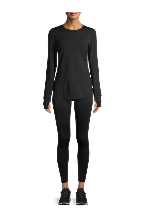 ClimateRight by Cuddl Duds Women's Thermal Guard Crew Neck Top & Legging Base Layer Set, Sizes XS to 4X