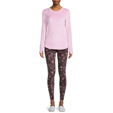 ClimateRight by Cuddl Duds Women's Stretch Luxe Velour Top and Leggings Base Layer Set, 2-Piece, sizes S to XXL